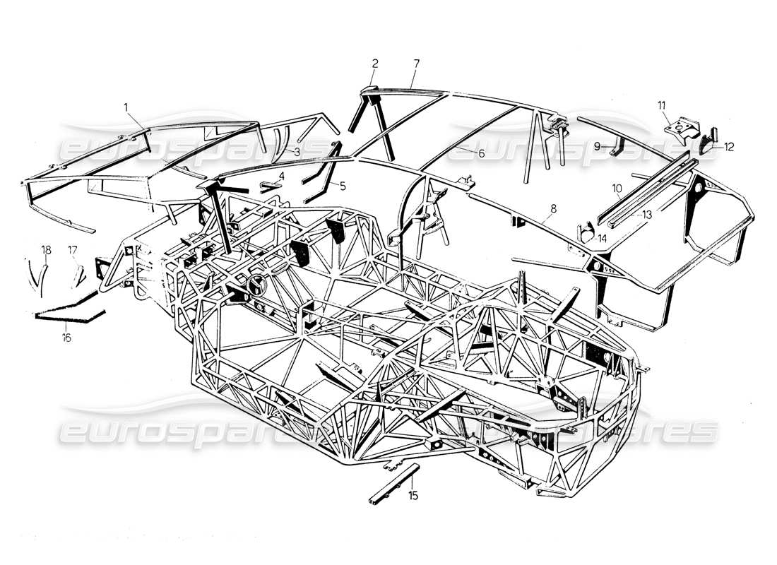 lamborghini countach lp400 telaio diagramma delle parti