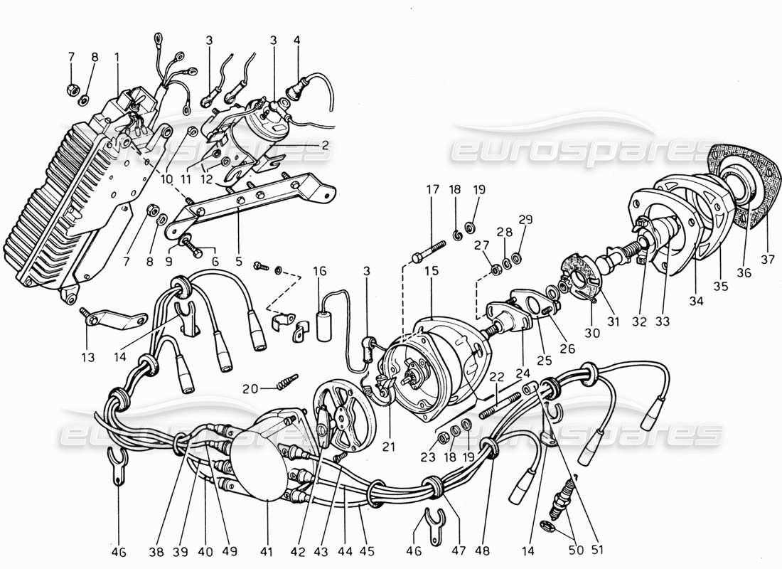 ferrari 206 gt dino (1969) diagramma delle parti di accensione del motore