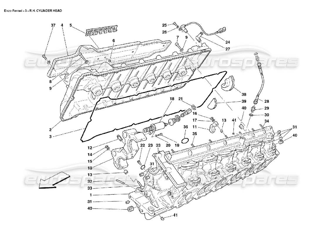 ferrari enzo schema delle parti della testata destra