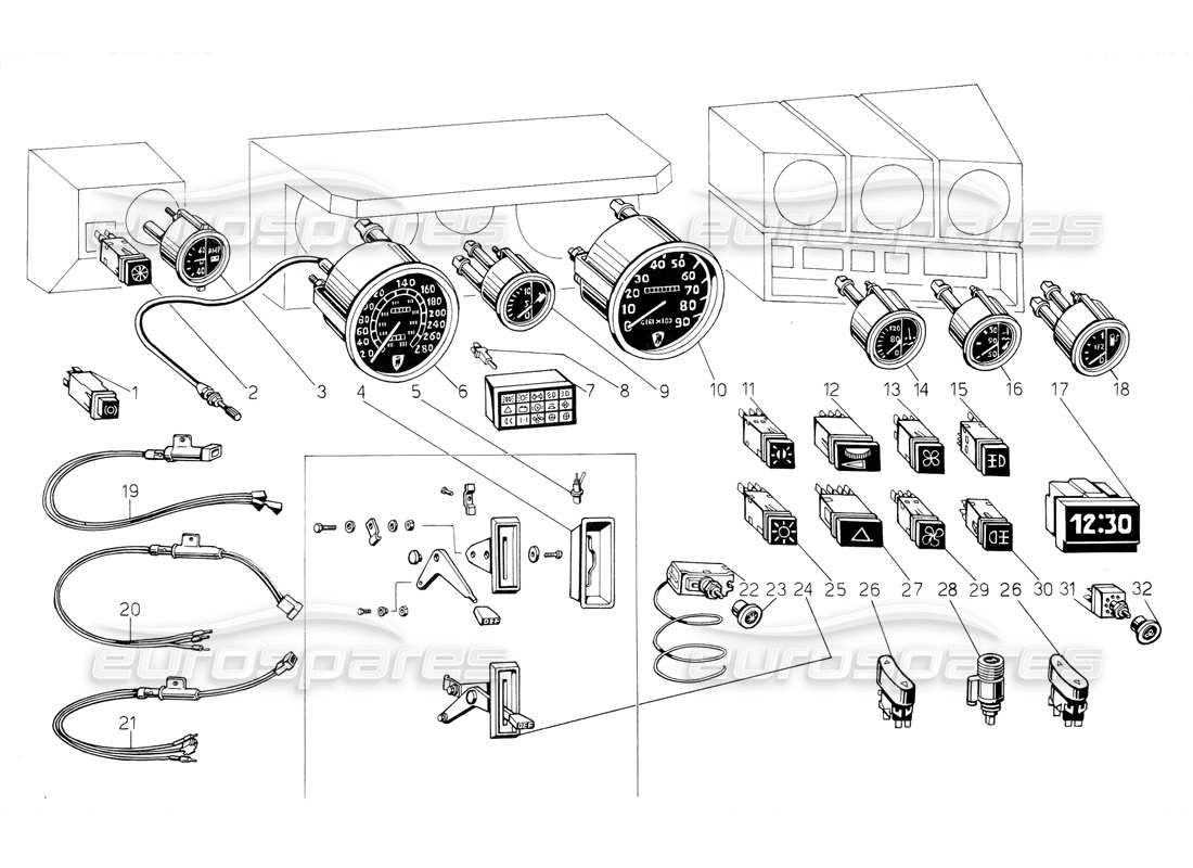 lamborghini jalpa 3.5 (1984) strumenti diagramma delle parti