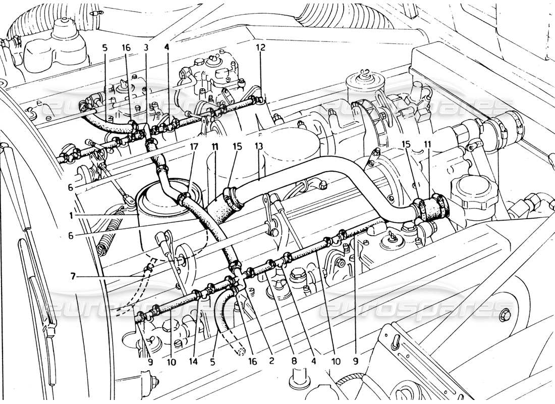 ferrari 365 gt4 2+2 (1973) colpo: diagramma delle parti del sistema