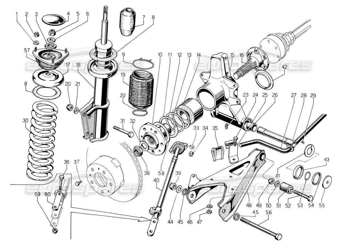 lamborghini jalpa 3.5 (1984) sospensione posteriore diagramma delle parti