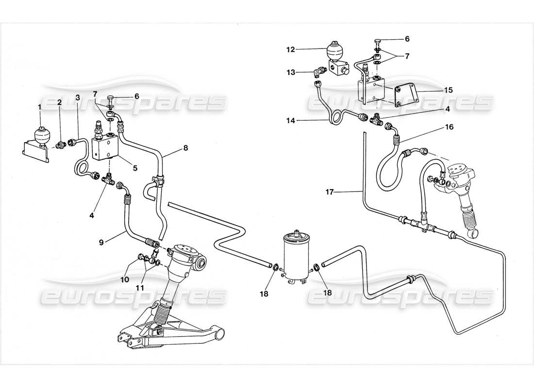 lamborghini lm002 (1988) arrestare il diagramma delle parti del sistema idraulico