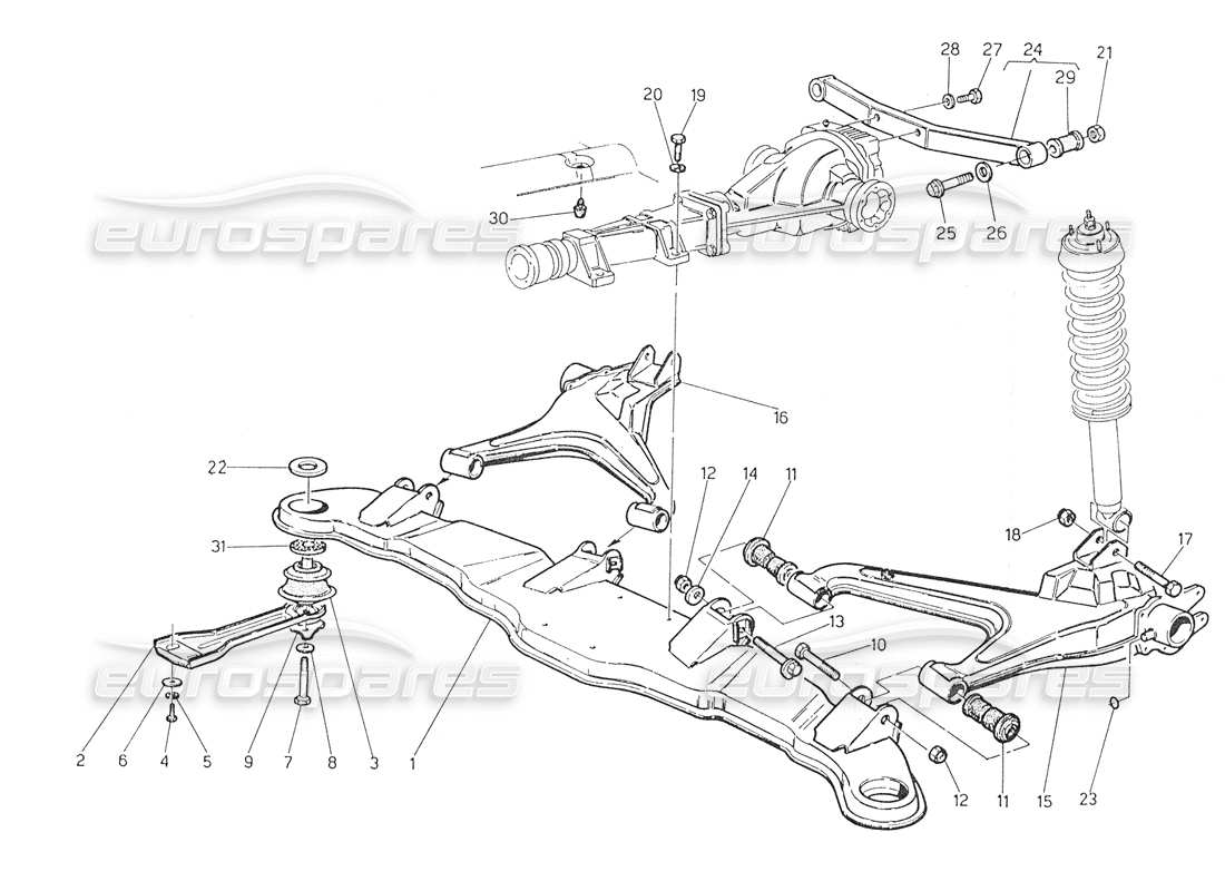 maserati biturbo spider sospensione posteriore diagramma delle parti