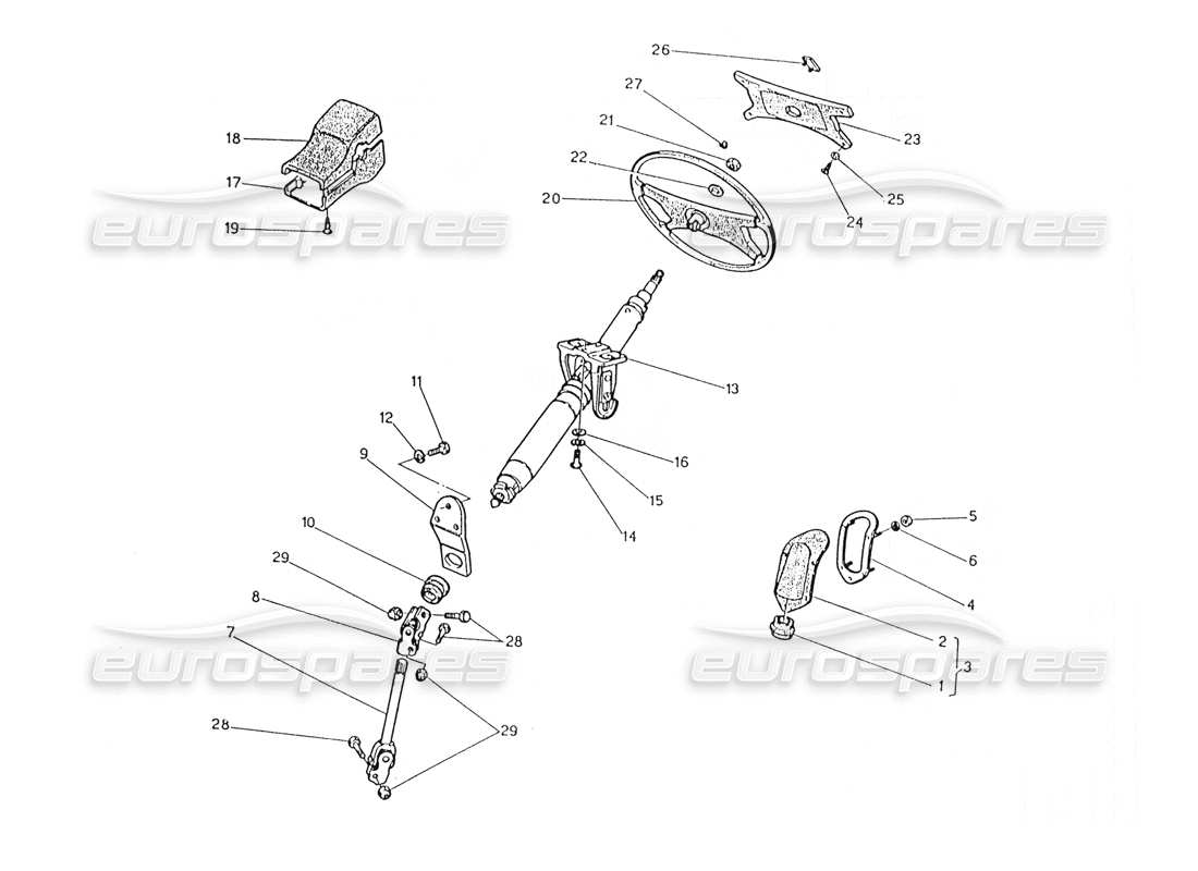 maserati karif 2.8 albero dello sterzo e volante diagramma delle parti