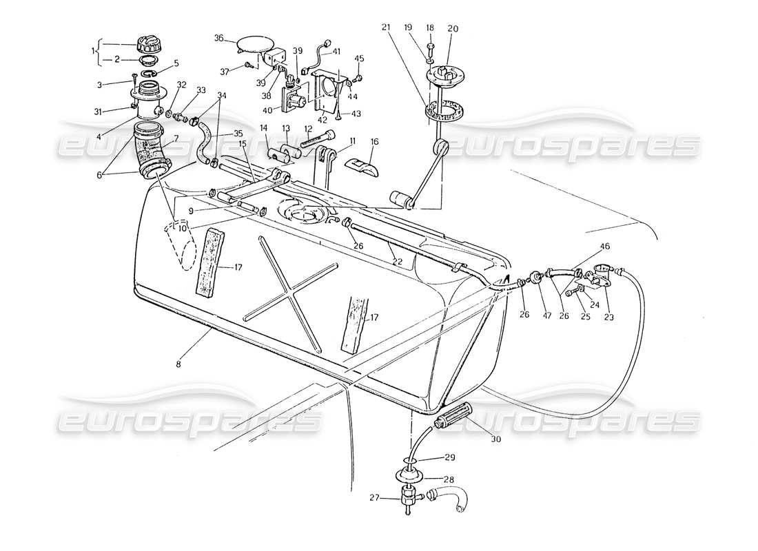 maserati karif 2.8 serbatoio di carburante diagramma delle parti