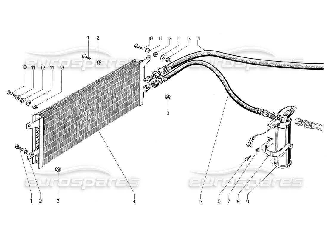 lamborghini jalpa 3.5 (1984) aria condizionata diagramma delle parti
