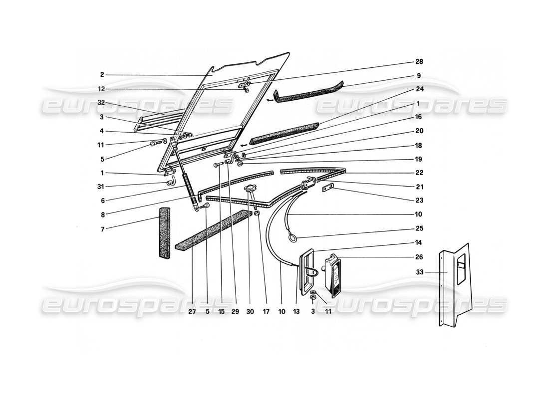 ferrari 208 turbo (1982) coperchio dello scomparto anteriore diagramma delle parti