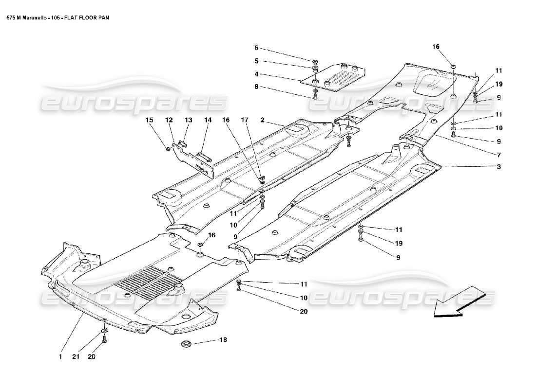 ferrari 575m maranello diagramma delle parti del piatto del pavimento piatto