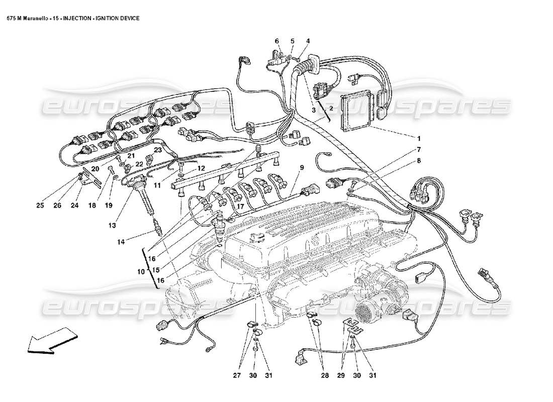 ferrari 575m maranello diagramma delle parti del dispositivo di accensione a iniezione