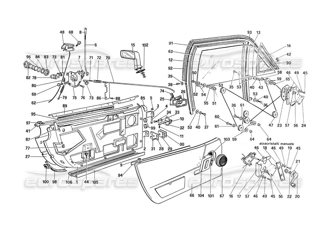 ferrari 288 gto porte diagramma delle parti