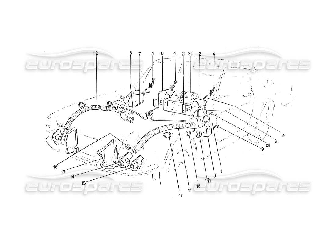 ferrari 330 gtc / 365 gtc (coachwork) diagramma delle parti della matrice di riscaldamento e delle prese d'aria