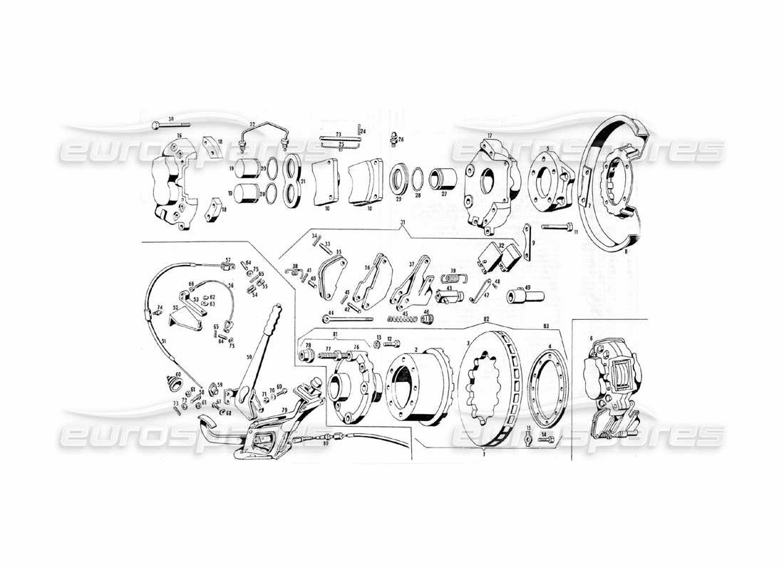 maserati indy 4.2 freni posteriori con radiatore diagramma delle parti