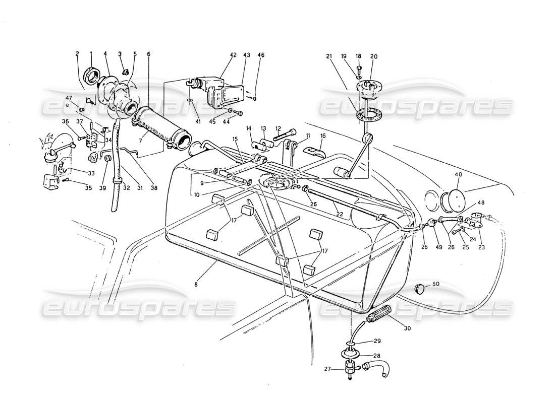 maserati biturbo 2.5 (1984) serbatoio di carburante diagramma delle parti