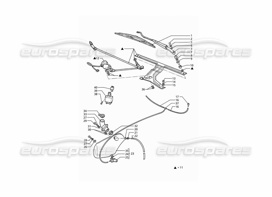 maserati ghibli 2.8 (abs) schema delle parti rondella del parabrezza (guida a sinistra).