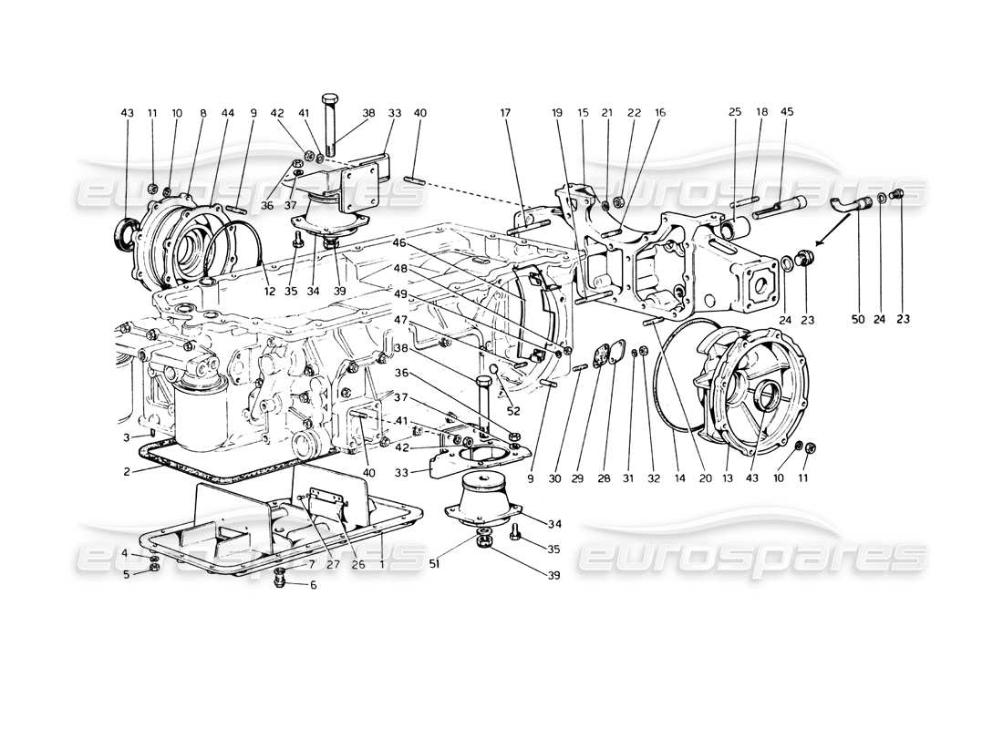 ferrari 365 gt4 berlinetta boxer riduttore: diagramma delle parti di supporti e coperture