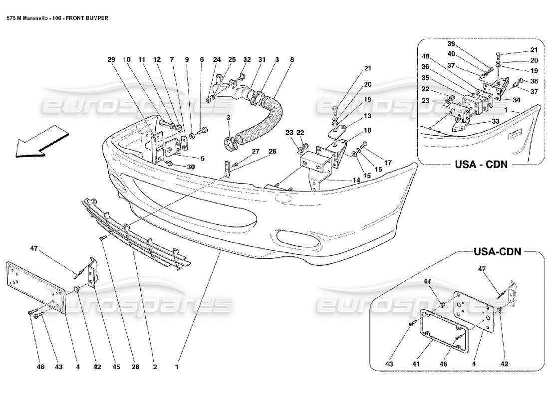 ferrari 575m maranello schema delle parti paraurti anteriore