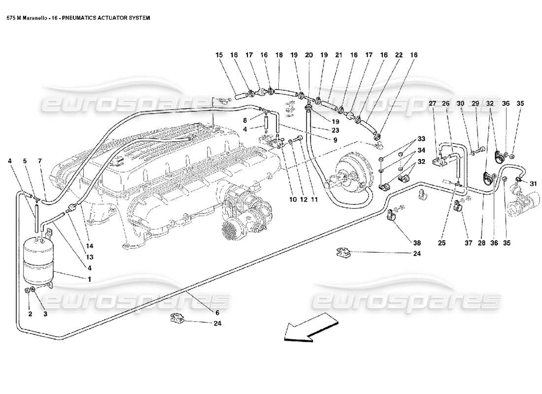 ferrari 575m maranello sistema di attuazione pneumatica diagramma delle parti