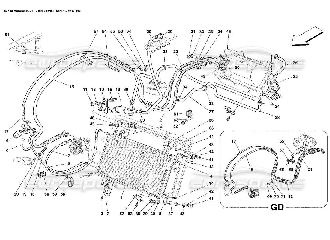 ferrari 575m maranello sistema di aria condizionata diagramma delle parti