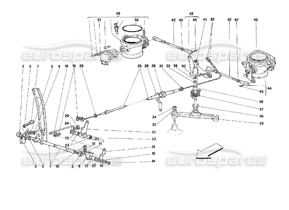 ferrari 512 tr comando acceleratore -vale per gd- diagramma delle parti