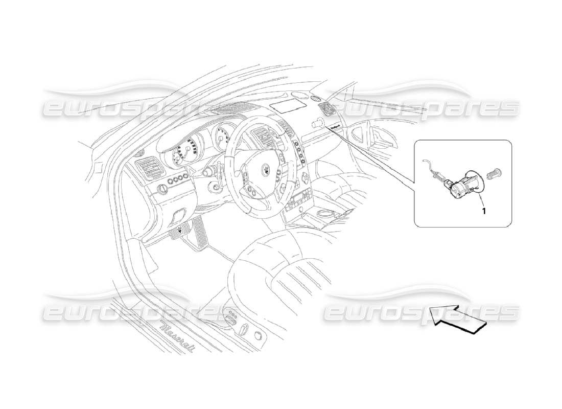 maserati qtp. (2006) 4.2 sistema di blocco dell'airbag passeggero diagramma delle parti