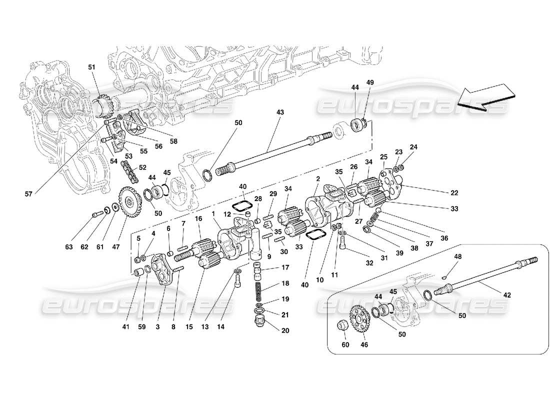 ferrari 456 gt/gta lubrificazione - pompe olio schema delle parti