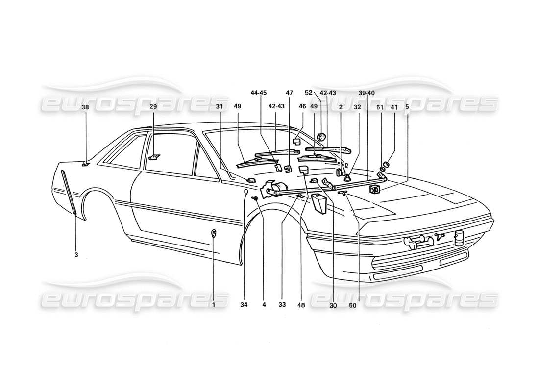 ferrari 412 (coachwork) tergicristallo mec diagramma delle parti