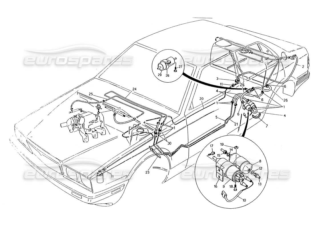 maserati 418 / 4.24v / 430 diagramma delle parti dei tubi del carburante