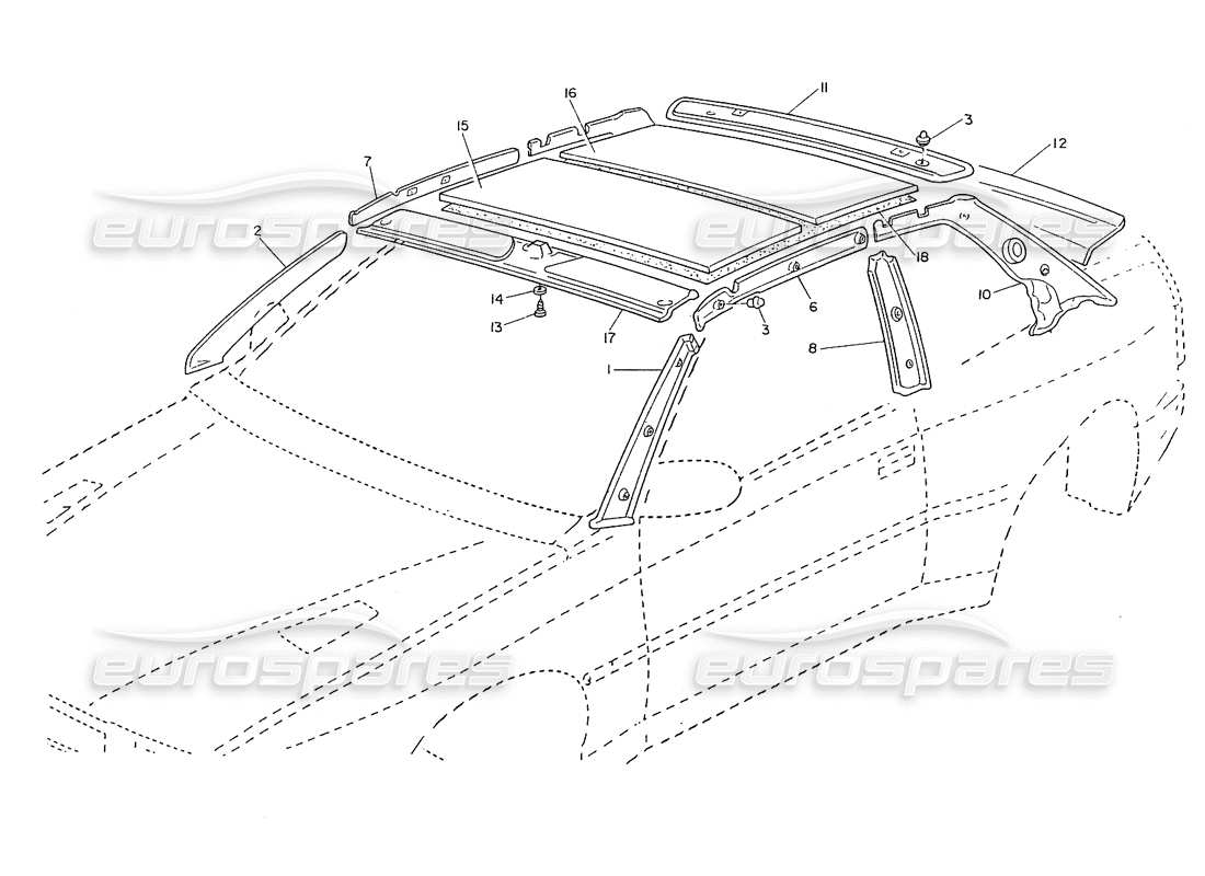maserati ghibli 2.8 (non abs) tetto, finiture interne diagramma delle parti