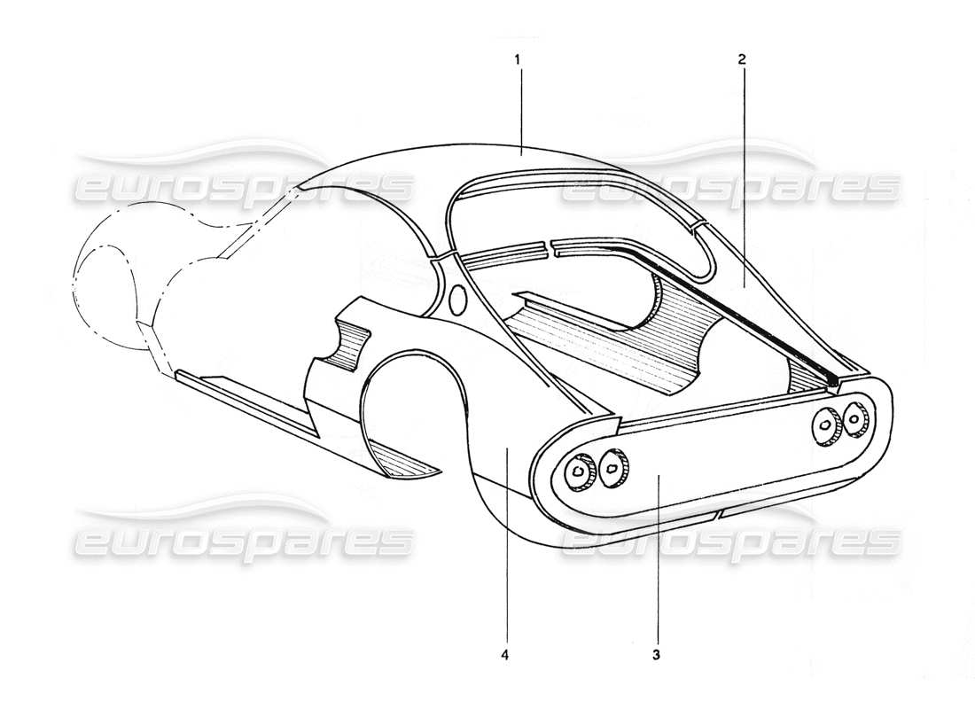 ferrari 206 gt dino (coachwork) lavoro sulla carrozzeria della parte posteriore diagramma delle parti