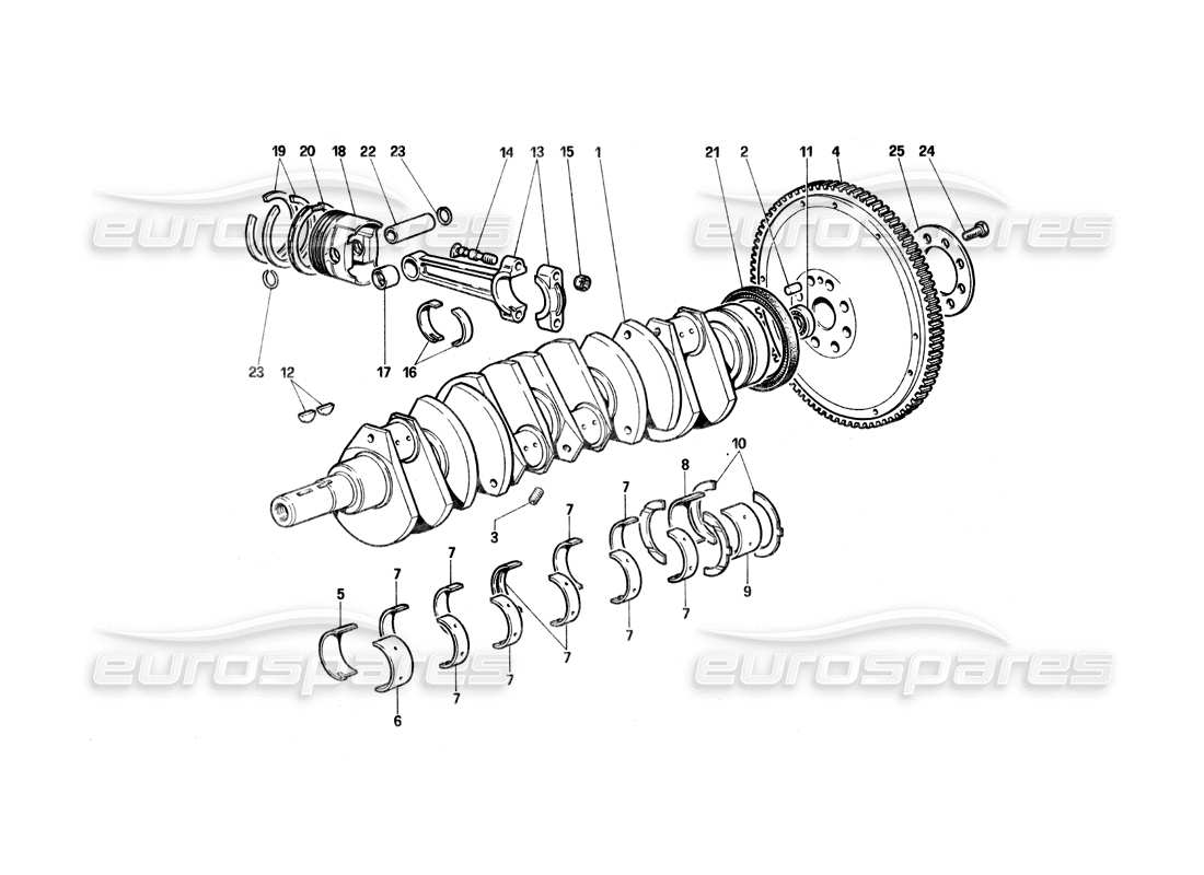 ferrari testarossa (1990) albero motore - bielle e pistoni diagramma delle parti