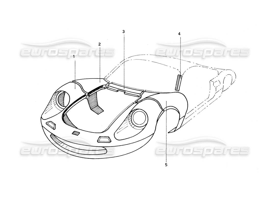 ferrari 206 gt dino (coachwork) lavoro sulla carrozzeria anteriore diagramma delle parti