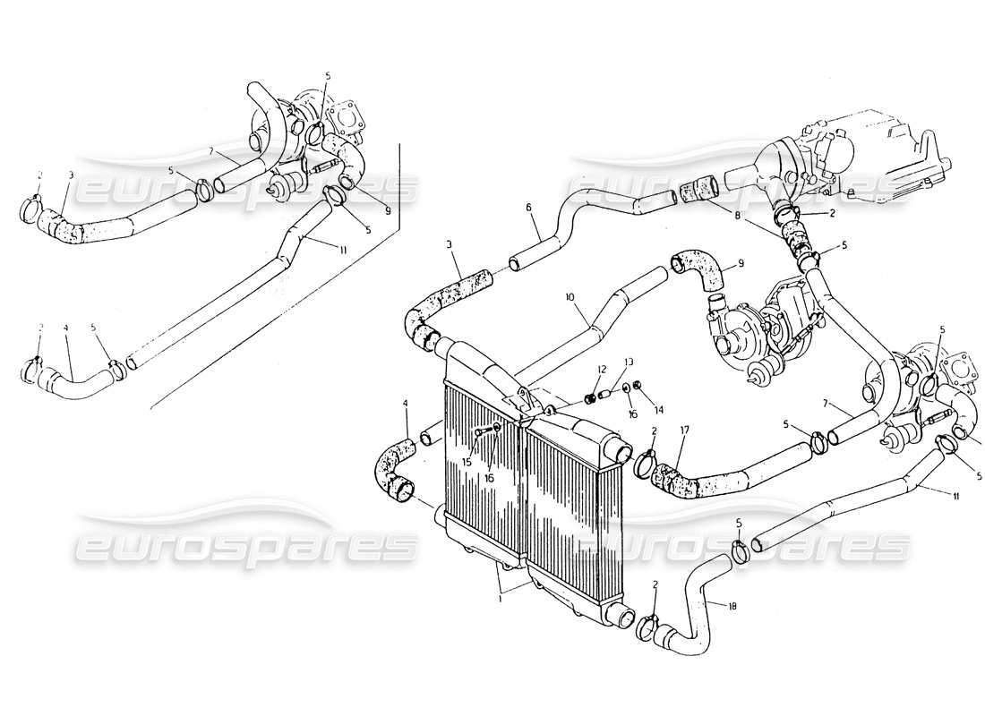 maserati 418 / 4.24v / 430 scambiatori di calore - tubi diagramma delle parti