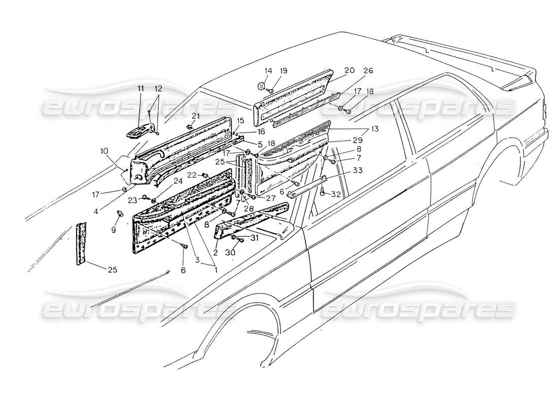 maserati 418 / 4.24v / 430 porte e rifiniture interne diagramma delle parti