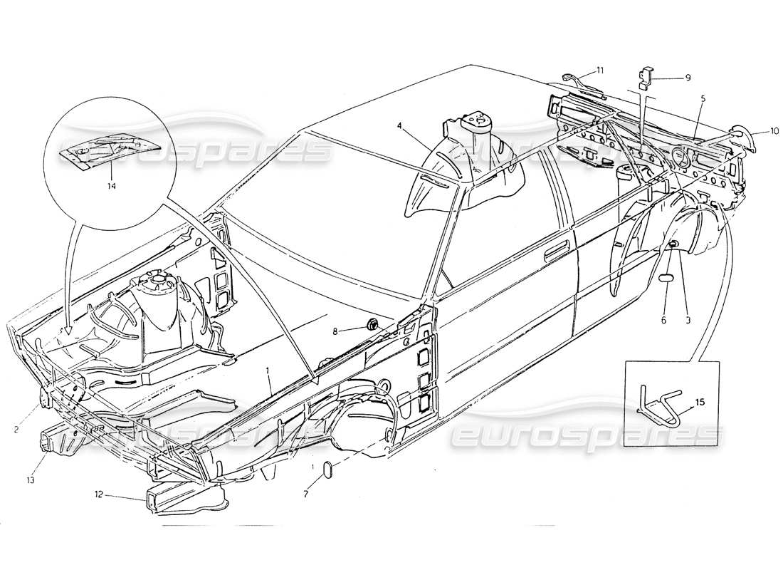 maserati 418 / 4.24v / 430 schema delle parti della carrozzeria-telaio interno