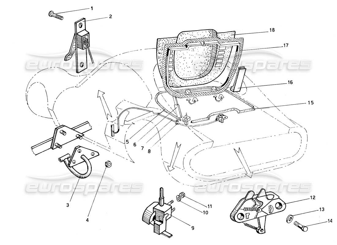 ferrari 206 gt dino (coachwork) schema delle parti copertura motore