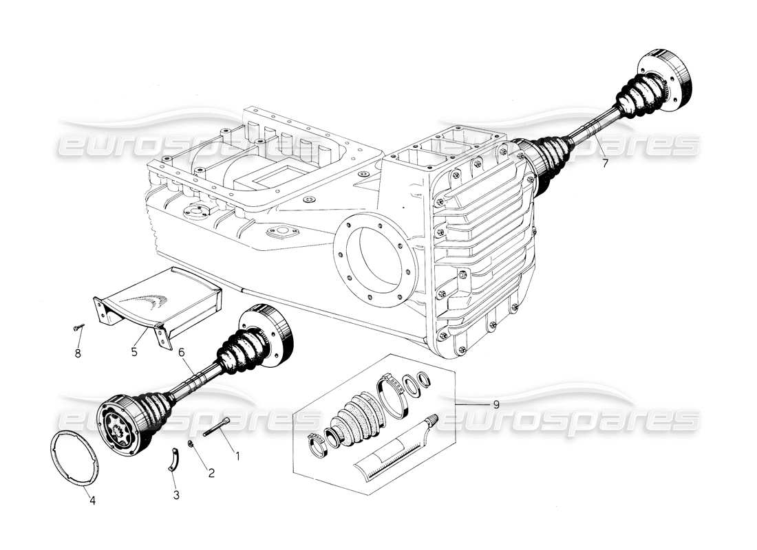 lamborghini countach 5000 qvi (1989) diagramma delle parti degli alberi di trasmissione