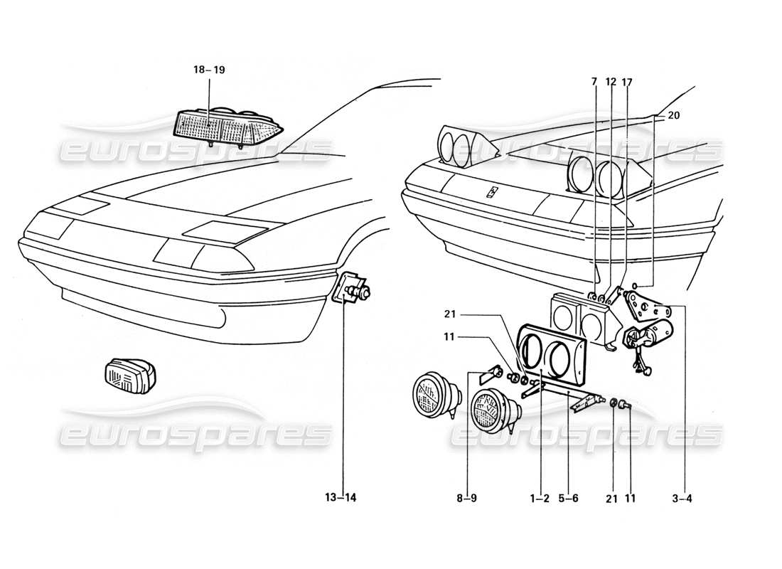 ferrari 412 (coachwork) diagramma delle parti delle luci anteriori
