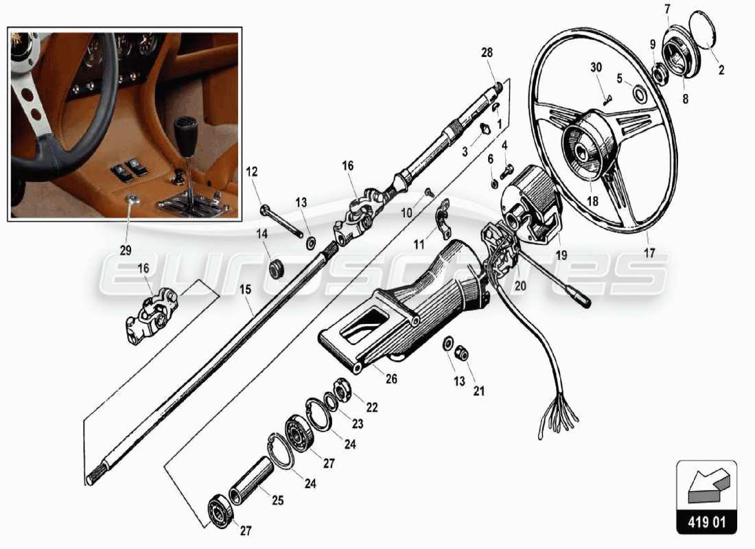 lamborghini miura p400 diagramma della parte dello sterzo