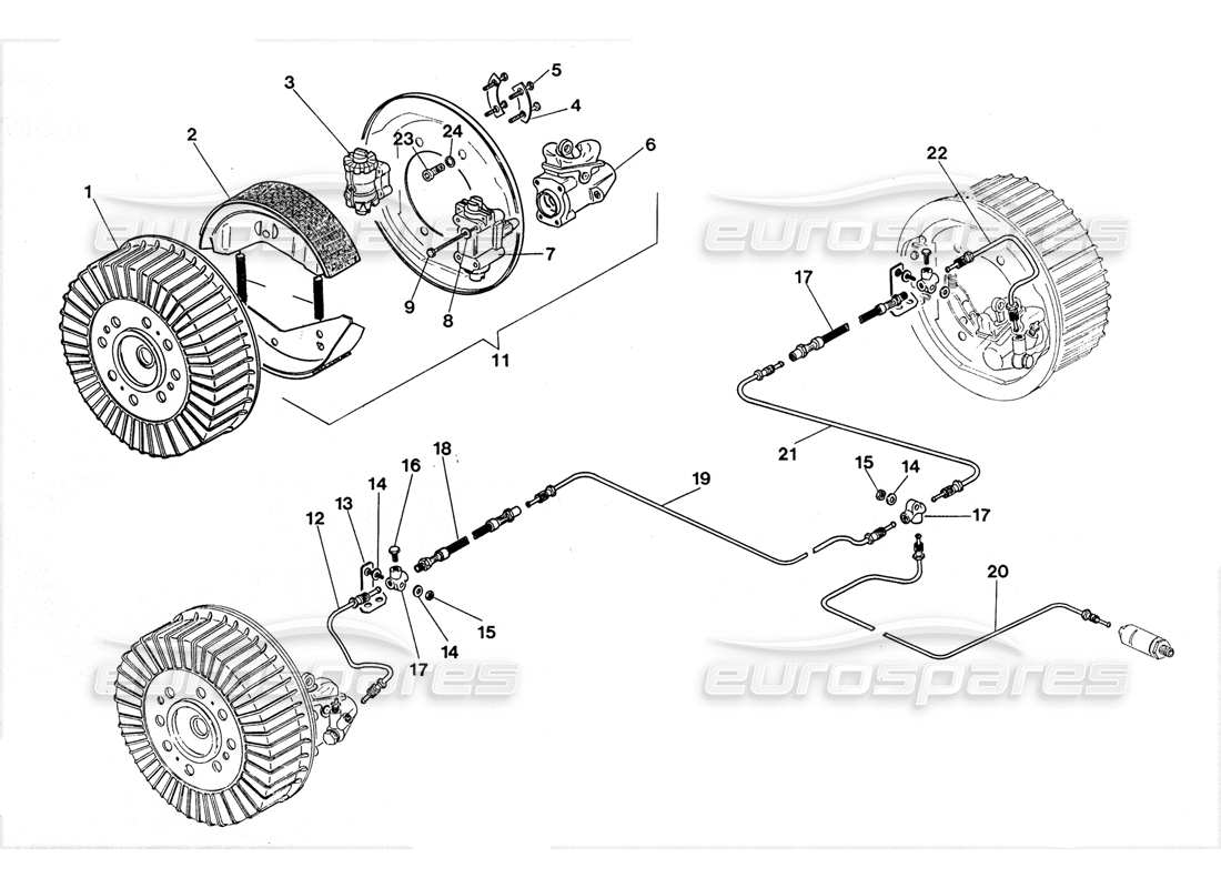 lamborghini lm002 (1988) schema delle parti del freno posteriore