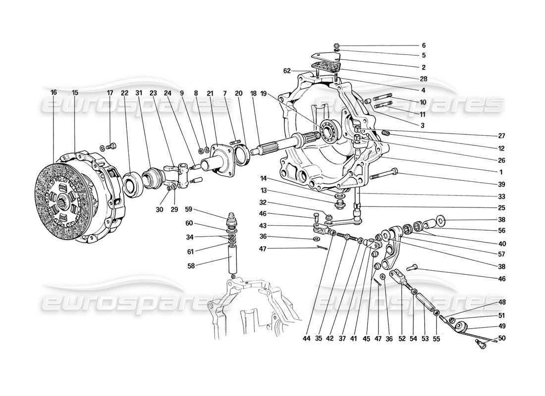 ferrari 328 (1988) frizione e comandi diagramma delle parti