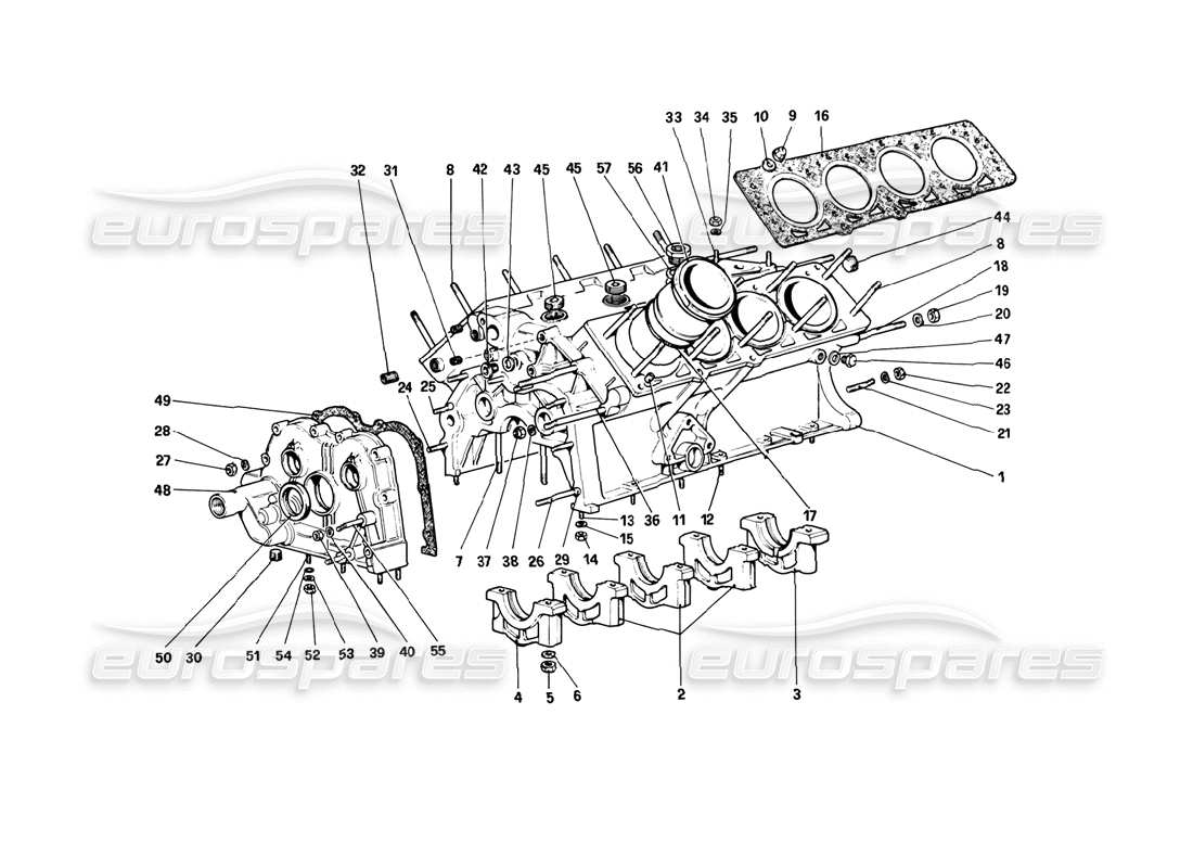ferrari mondial 3.2 qv (1987) schema delle parti del basamento