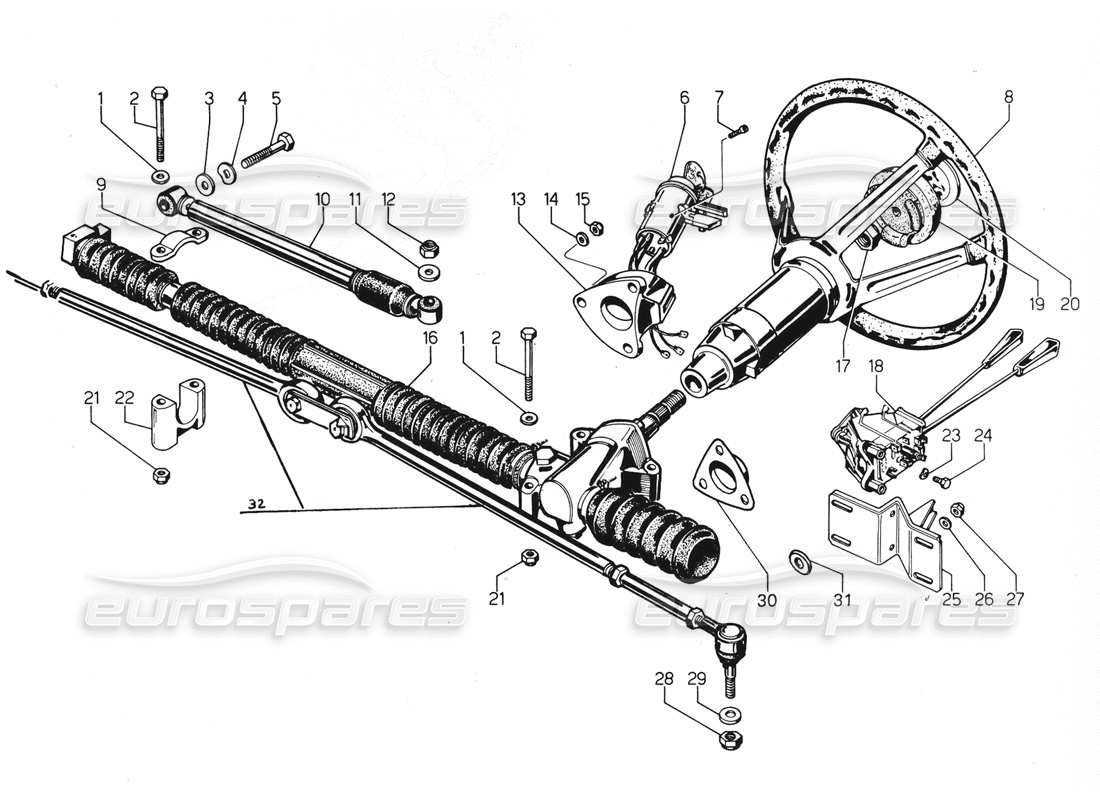 lamborghini urraco p300 timone diagramma delle parti