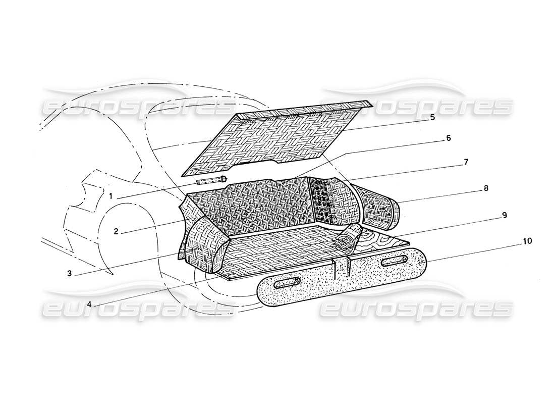 ferrari 206 gt dino (coachwork) tappeti e pannelli per bagagliaio diagramma delle parti