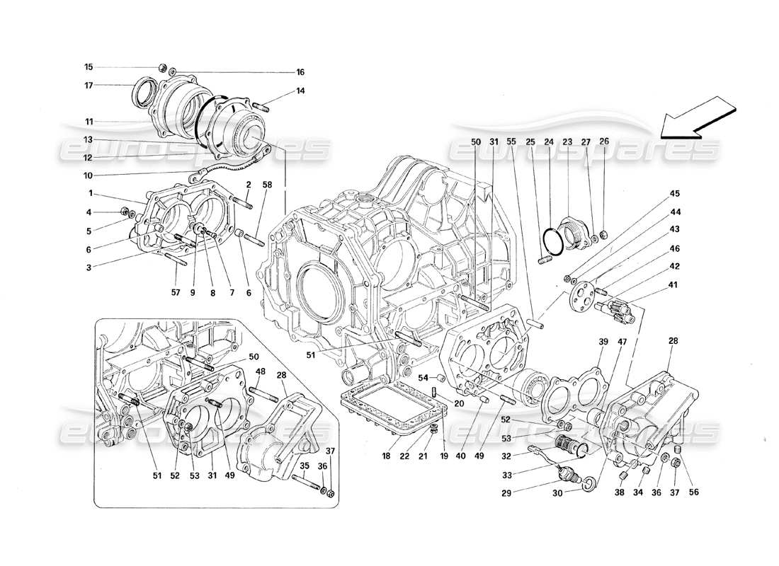 ferrari 348 (1993) tb / ts diagramma delle parti delle coperture del cambio