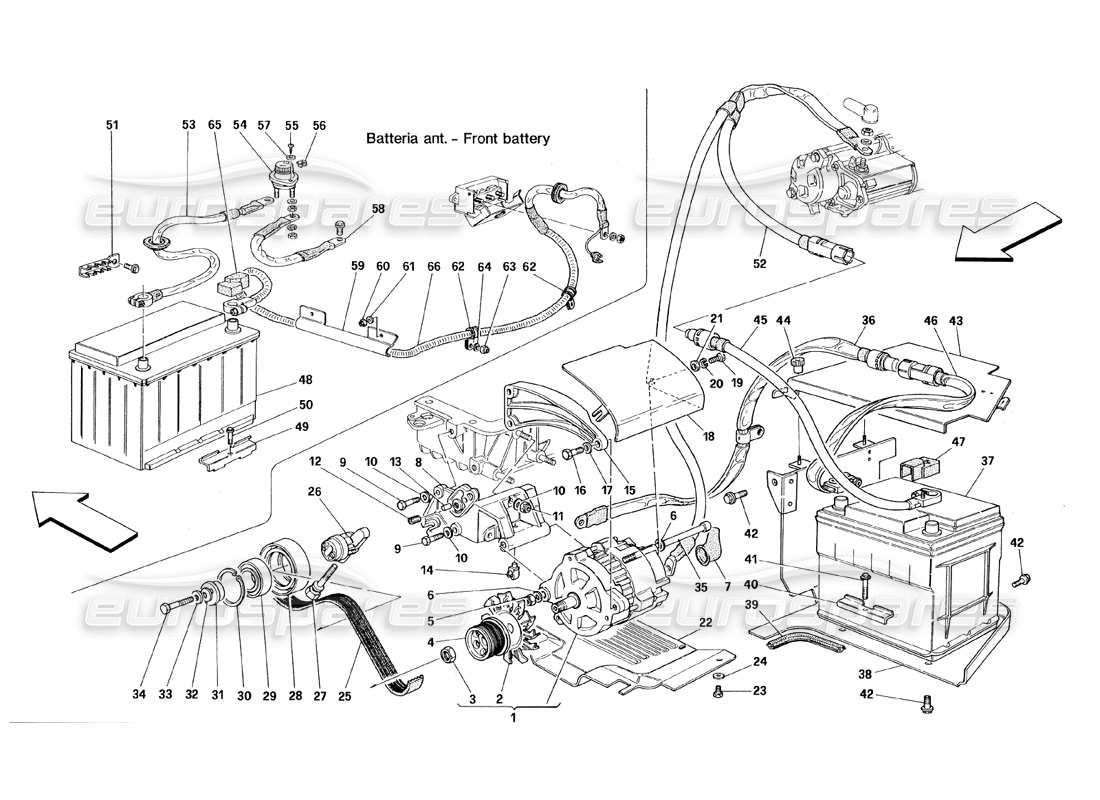 ferrari 348 (1993) tb / ts generatore di corrente - batteria diagramma delle parti
