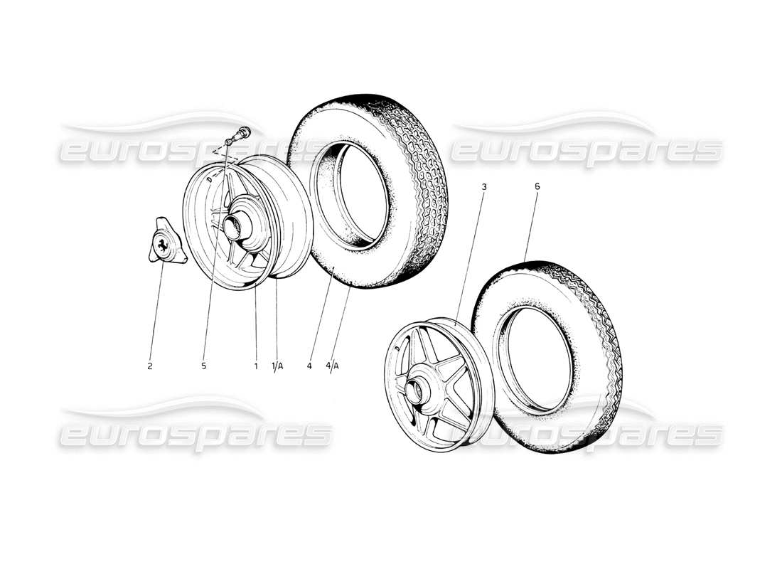 ferrari 512 bb ruote diagramma delle parti