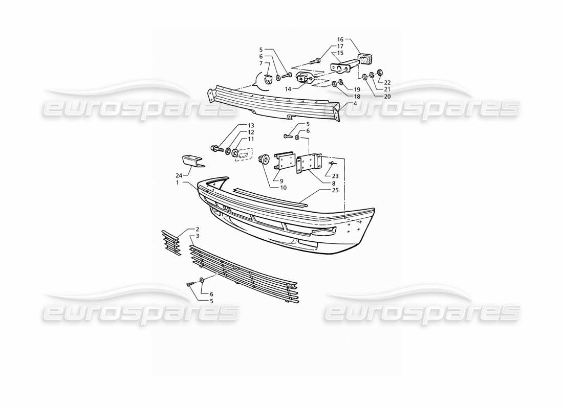 maserati qtp v8 (1998) paraurti anteriore diagramma delle parti