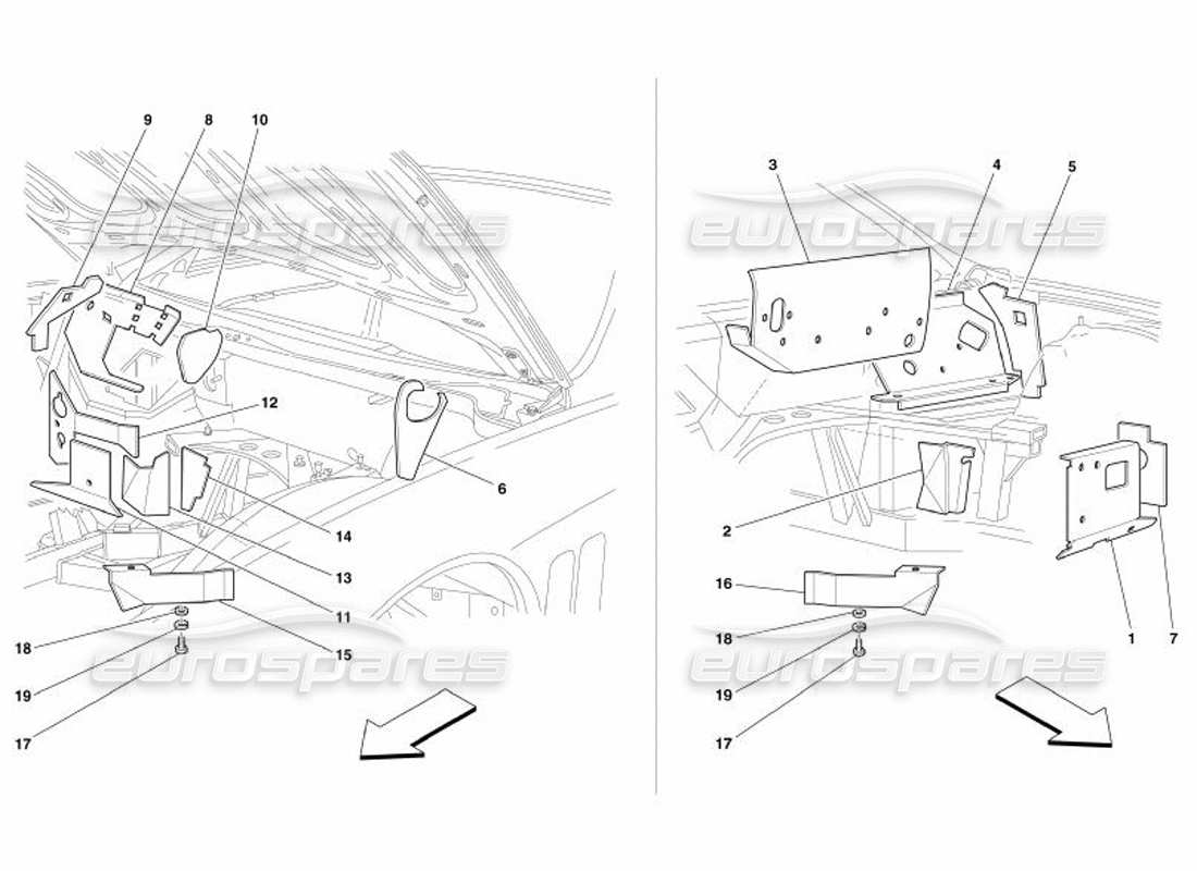 ferrari 575 superamerica coibentazioni antincendio vano motore -vale per gd- diagramma delle parti