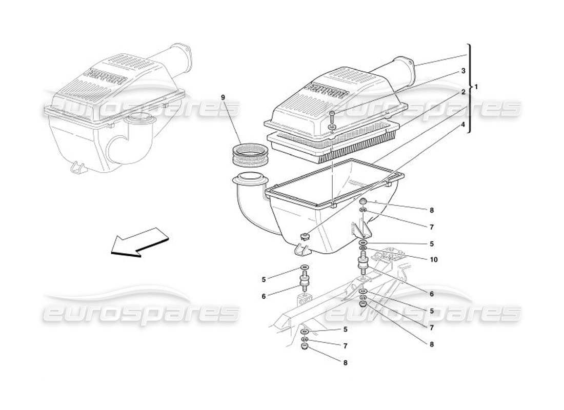 ferrari 575 superamerica presa d'aria diagramma delle parti